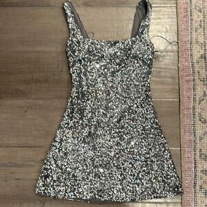Princess Polly Silver Sparkly Mini Dress